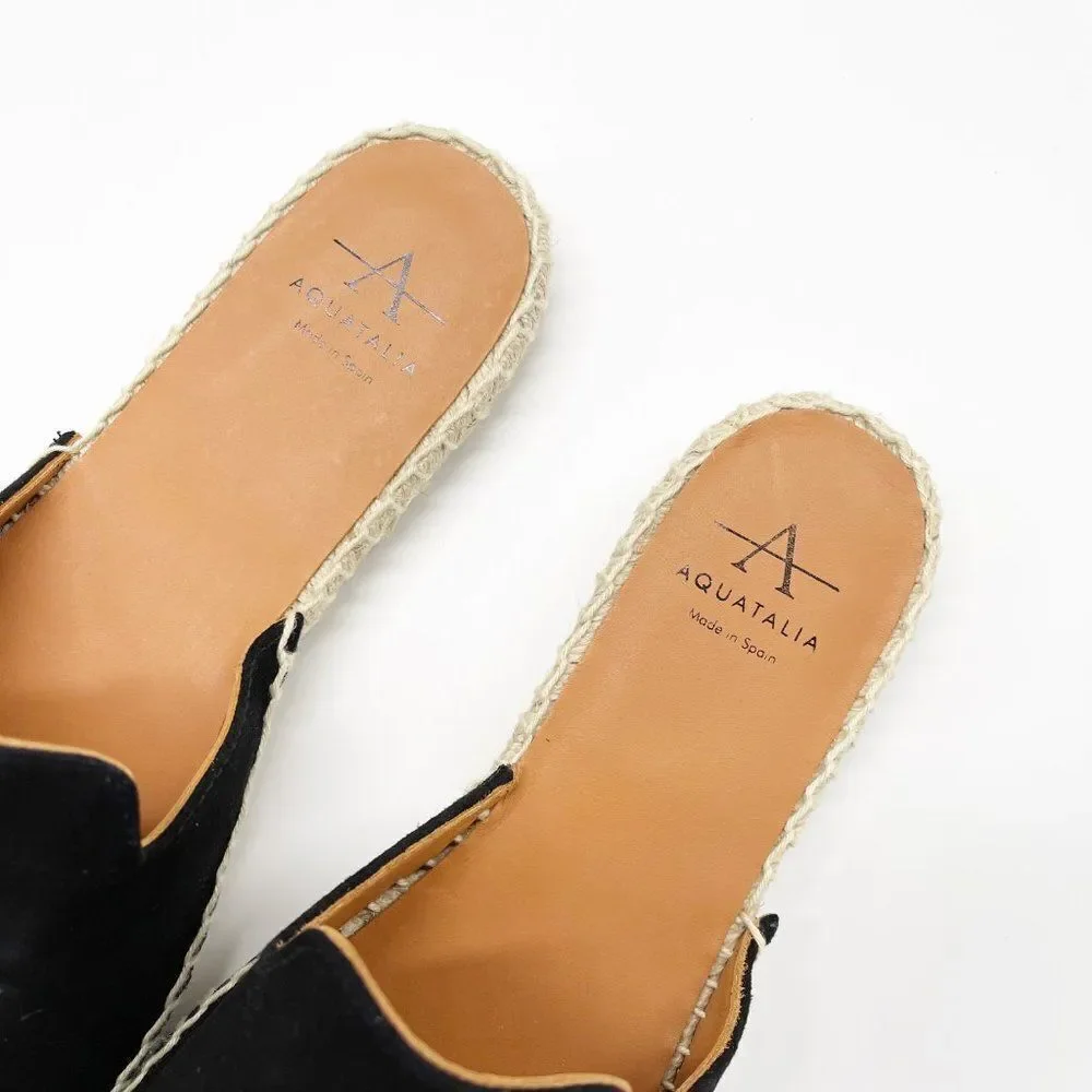 AQUATALIA Blair Espadrille Embroidered Black Flat